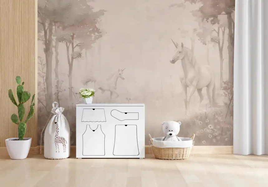 Unicorns in a Magical Dreamy Forest – Shell Wall Mural