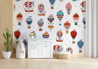 Colorful Hot Air Balloon Adventure Kids Wallpaper