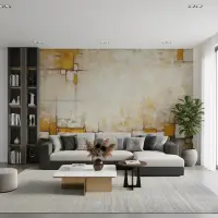 Abstract Textured Yellow and White Wall Mural