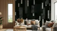 Abstract Charcoal and Silver Geometric Wall Mural