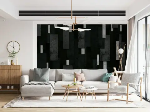 Abstract Charcoal and Silver Geometric Wall Mural