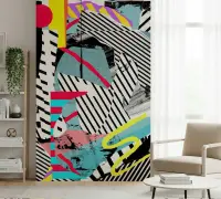 Abstract Diagonal Stripe Pop Art Collage Wallpaper
