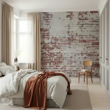 Rustic Whitewashed Brick Wall Mural