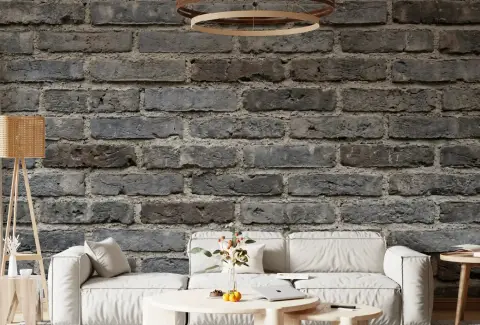 Rustic Charcoal Brick Wall Mural