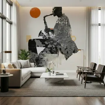 Abstract Jazz Saxophonist Wall Mural
