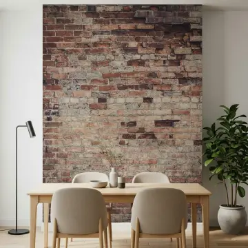 Distressed Russet and Grey Brick Wall Mural