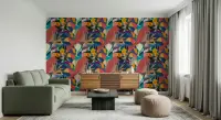 Vibrant Abstract Floral Portrait Wallpaper