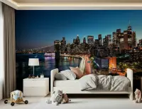Urban Night Skyline Wall Mural