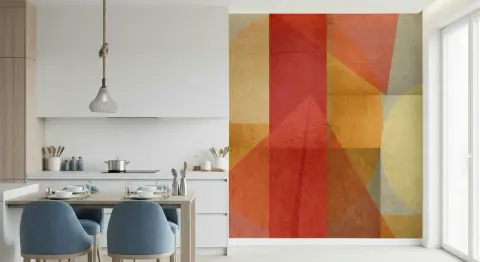 Abstract Geometric Shapes Wall Mural in Warm Hues