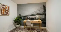 Manhattan Bridge Monochrome Cityscape Wall Mural