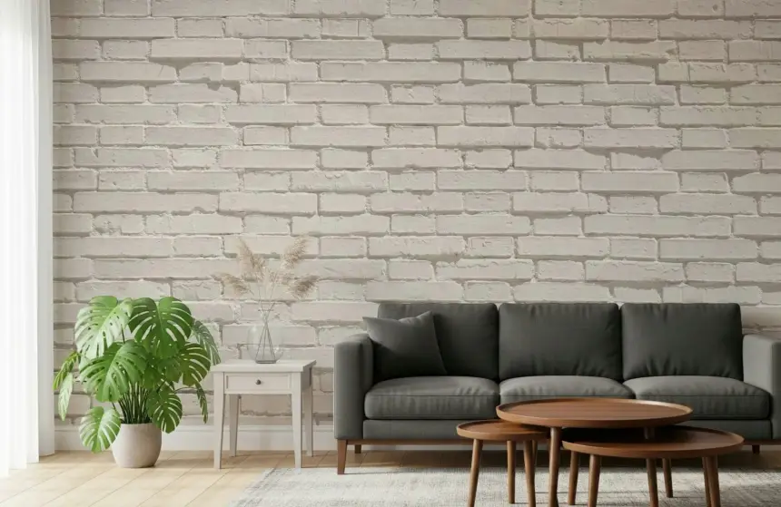 Urban White Brick Wall Mural -2308181