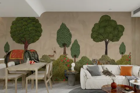 Jungle Safari Animals Wall Mural