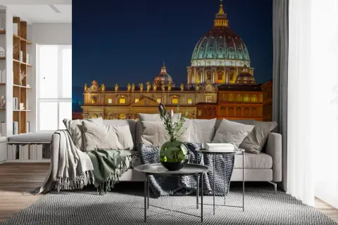 St. Peter's Basilica Night View Wall Mural