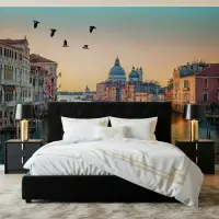 Venice Golden Hour Skyline Birds Wallpaper