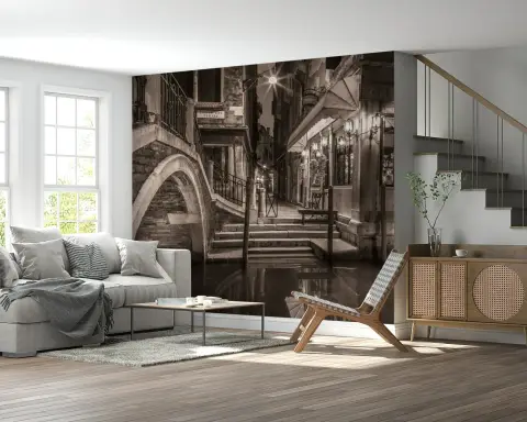 Historic Venetian Canal Night Wall Mural