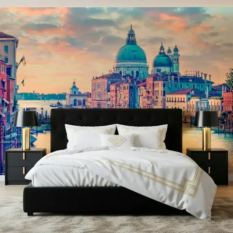 Vibrant Venetian Grand Canal Cityscape Wall Mural