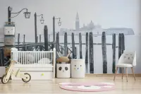 Monochrome Venice Waterfront Wall Mural