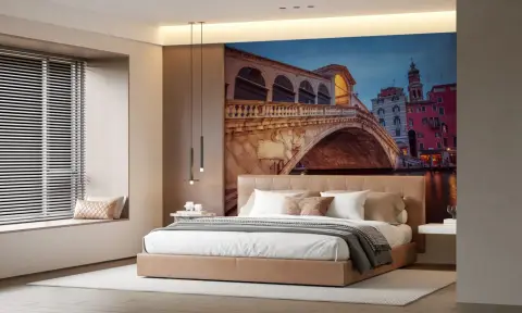 Venetian Rialto Bridge at Dusk Wall Mural