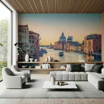 Grand Canal Venice Basilica Golden Hour Wallpaper Mural