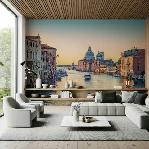 Grand Canal Venice Basilica Golden Hour Wallpaper Mural