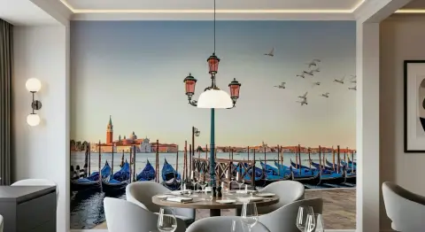 Romantic Venetian Lamp Post Wall Mural