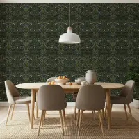 Lush Green Botanical Damask Pattern Wallpaper