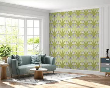 Art Deco Fan Leaf Pattern Wallpaper