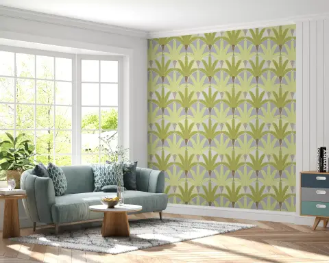 Art Deco Fan Leaf Pattern Wallpaper