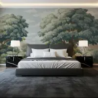 Painterly Leafy Green Forest Wallpaper Mural