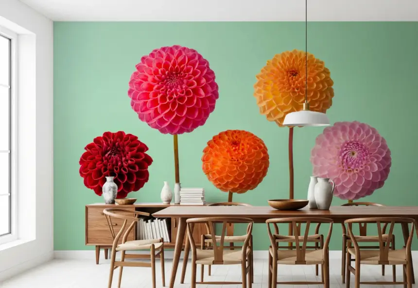 Vibrant Dahlias Wall Mural