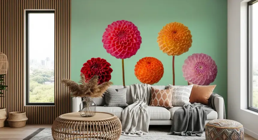 Vibrant Dahlias Wall Mural