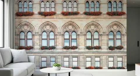 European Arch Window Facade Wall Mural