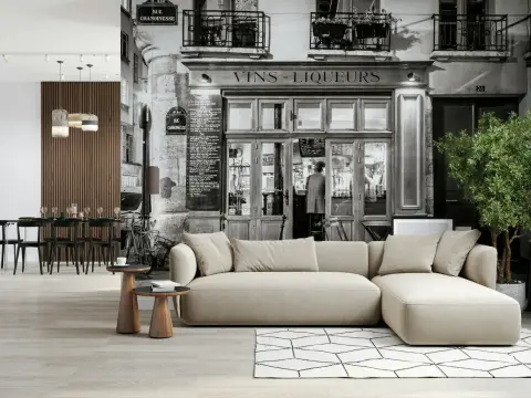 Parisian Cafe Noir Wallpaper Mural