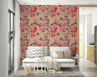 Vintage Botanical Birds and Blooms Wallpaper