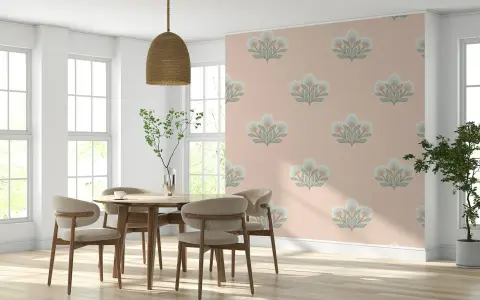 Pastel Floral Block Print Kids Wallpaper
