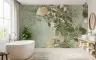 Textured Teal Floral Woman Portrait Wall Mural 1