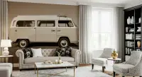 Vintage Camper Van Scenic Wallpaper Mural