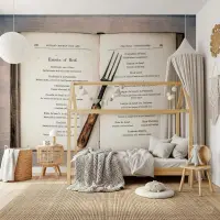 Vintage French Cookbook Wall Mural with Fork Design