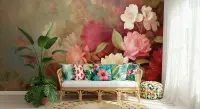 Vintage Painterly Rose Garden Floral Wall Mural
