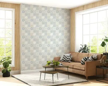 Vintage Folk Patchwork Tile Wallpaper