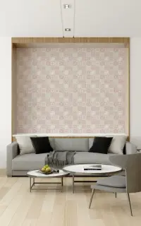 Blush Pink Folk Tile Pattern Wallpaper