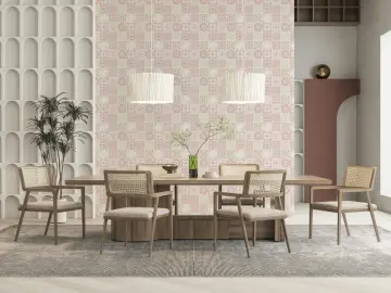 Blush Pink Folk Tile Pattern Wallpaper