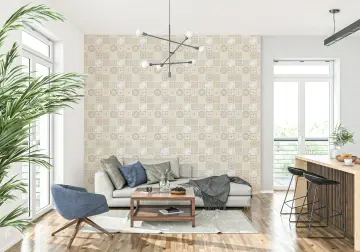 Subtle Beige Folk Tile Pattern Wallpaper