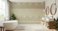 Elegant Beige Damask Border Pattern Wallpaper