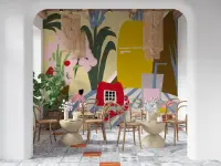 Abstract Mid-Century Modern Still Life Wall Mural
