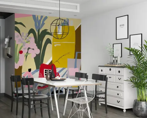 Abstract Mid-Century Modern Still Life Wall Mural