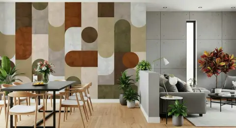 Earthy Tones Abstract Geometric Wall Mural