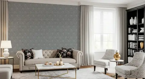 Elegant Teal Damask Pattern Wallpaper