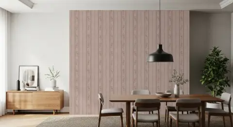 Vintage Dusty Rose Floral Stripe Pattern Wallpaper