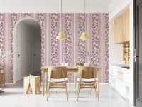 Lavender Botanical Leaf Stripe Wallpaper